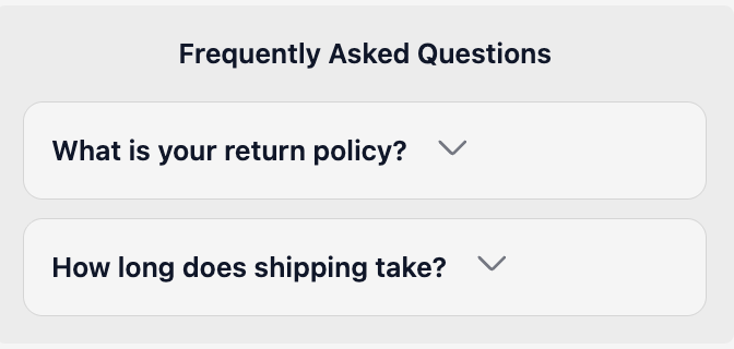 FAQ Section at checkout