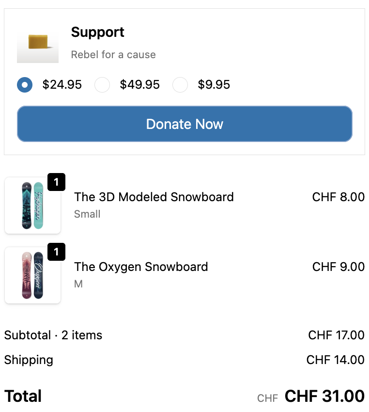 Order Status Page Donation