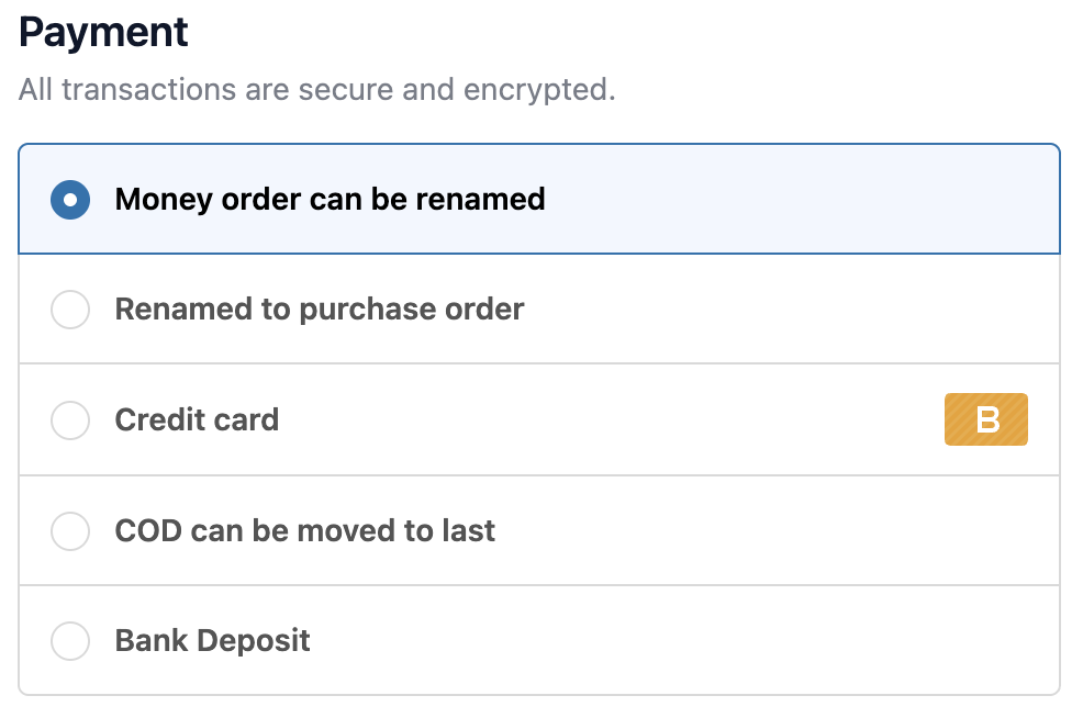 Payment Rules at checkout