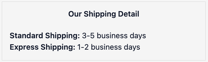 Shipping Info at checkout