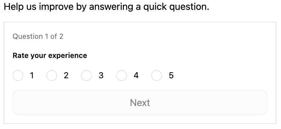 Survey Form on thank you page